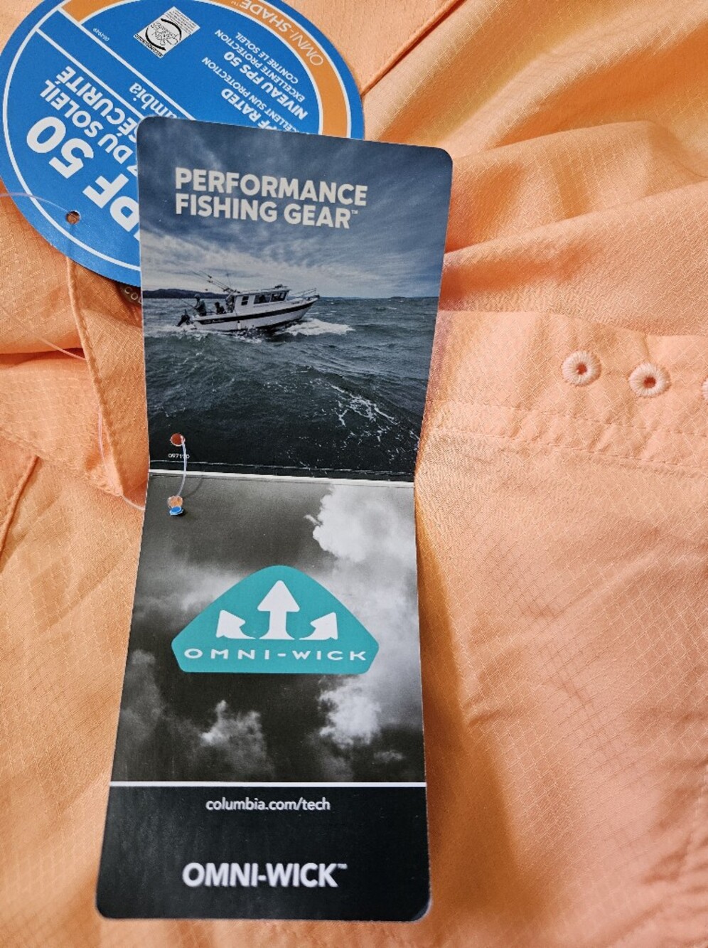 NWT Columbia Omni-Wick Peach Orange Fishing Shirt Men's XXL - Picture 9 of 11